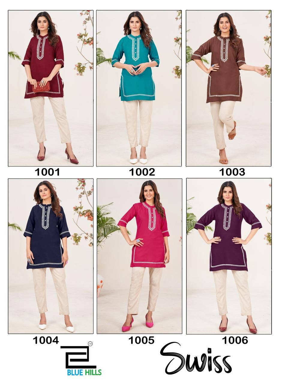Swiss By Blue Hills Rayon Embroidery Short Kurtis Wholesale Clothing Suppliers In India
